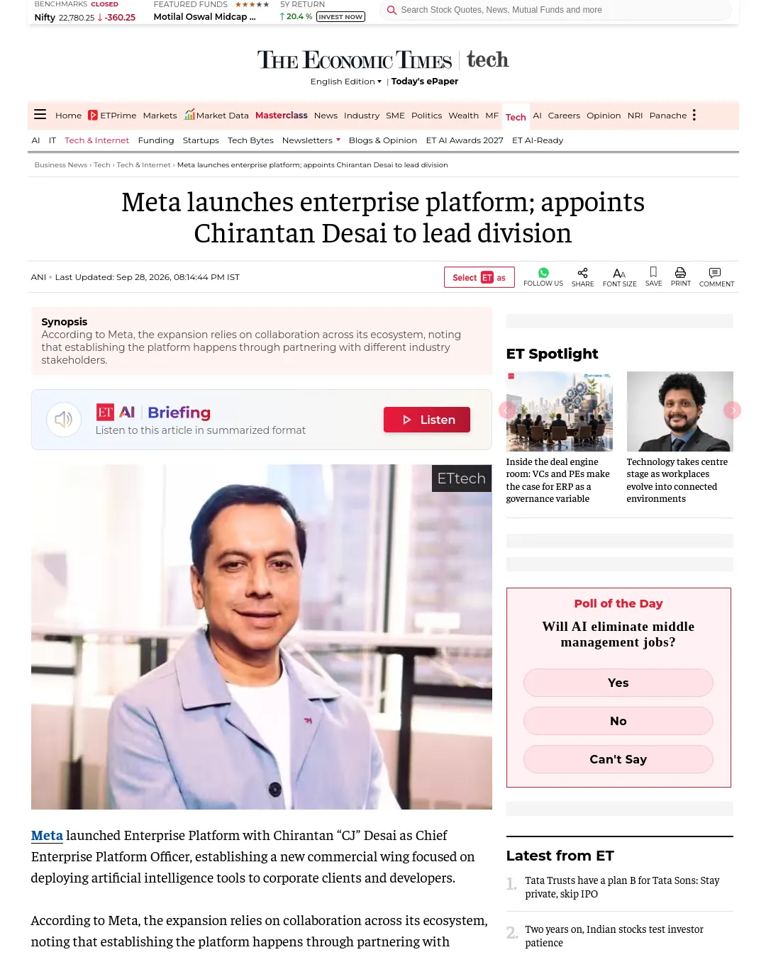 원문 캡처 · economictimes.indiatimes.com