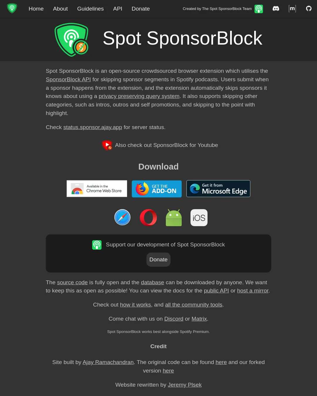 원문 캡처 · spotsponsorblock.org