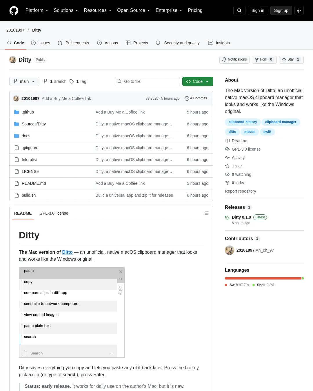 원문 캡처 · github.com