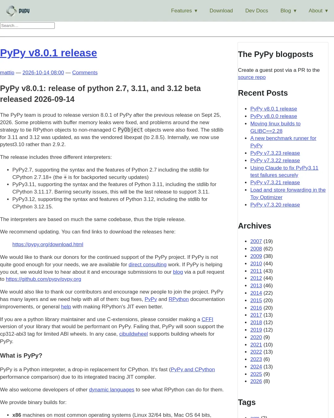 원문 캡처 · pypy.org