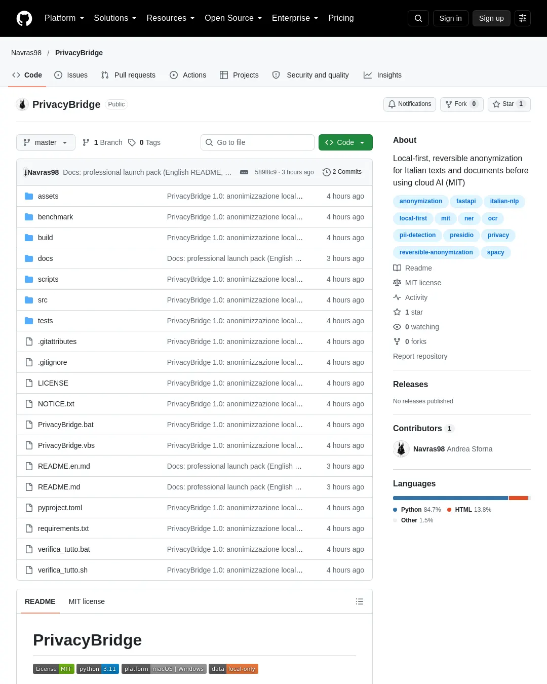 원문 캡처 · github.com