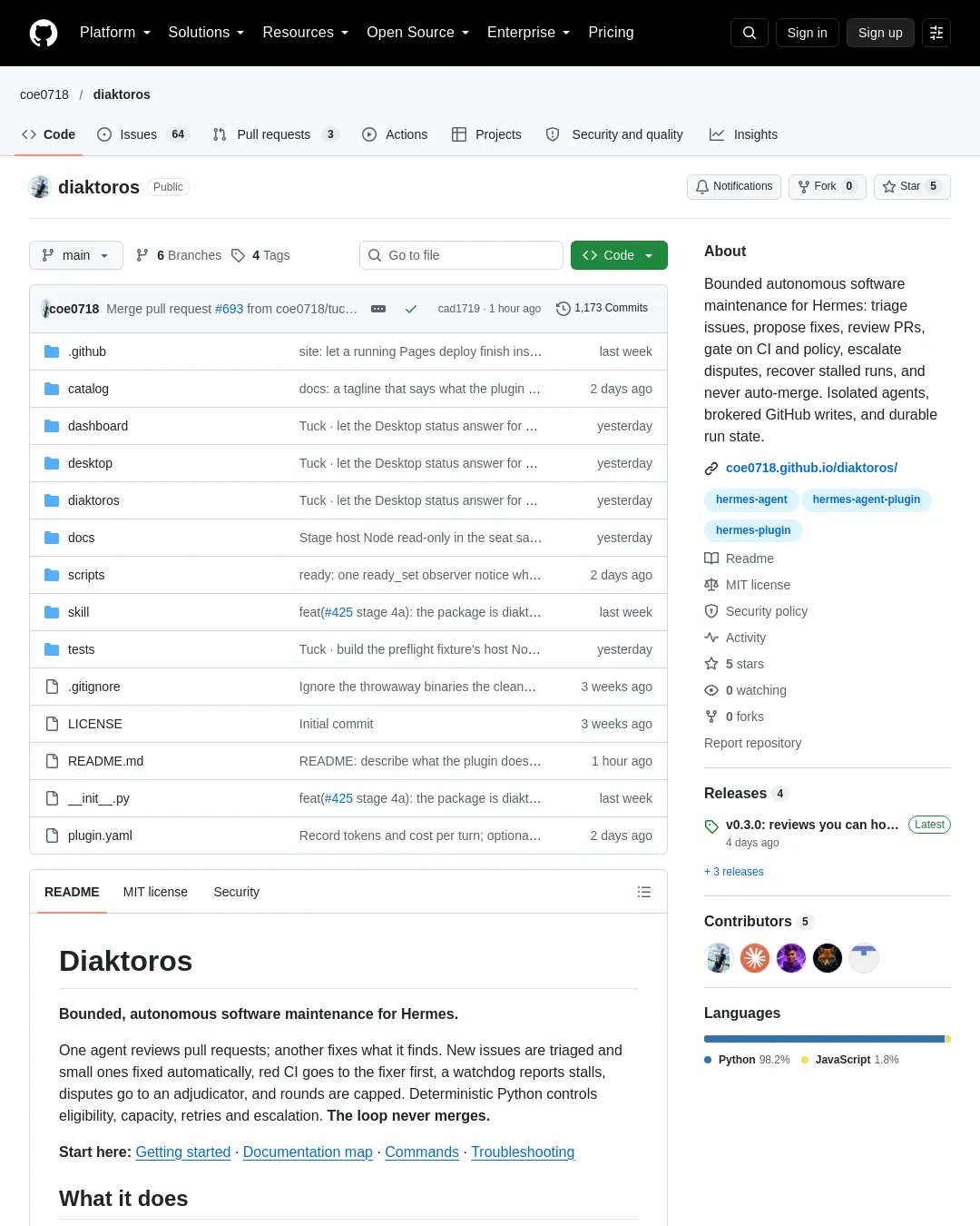 원문 캡처 · github.com