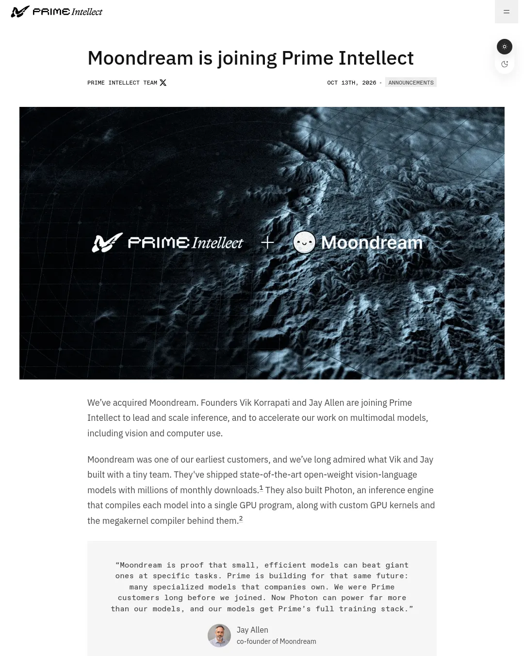 원문 캡처 · primeintellect.ai