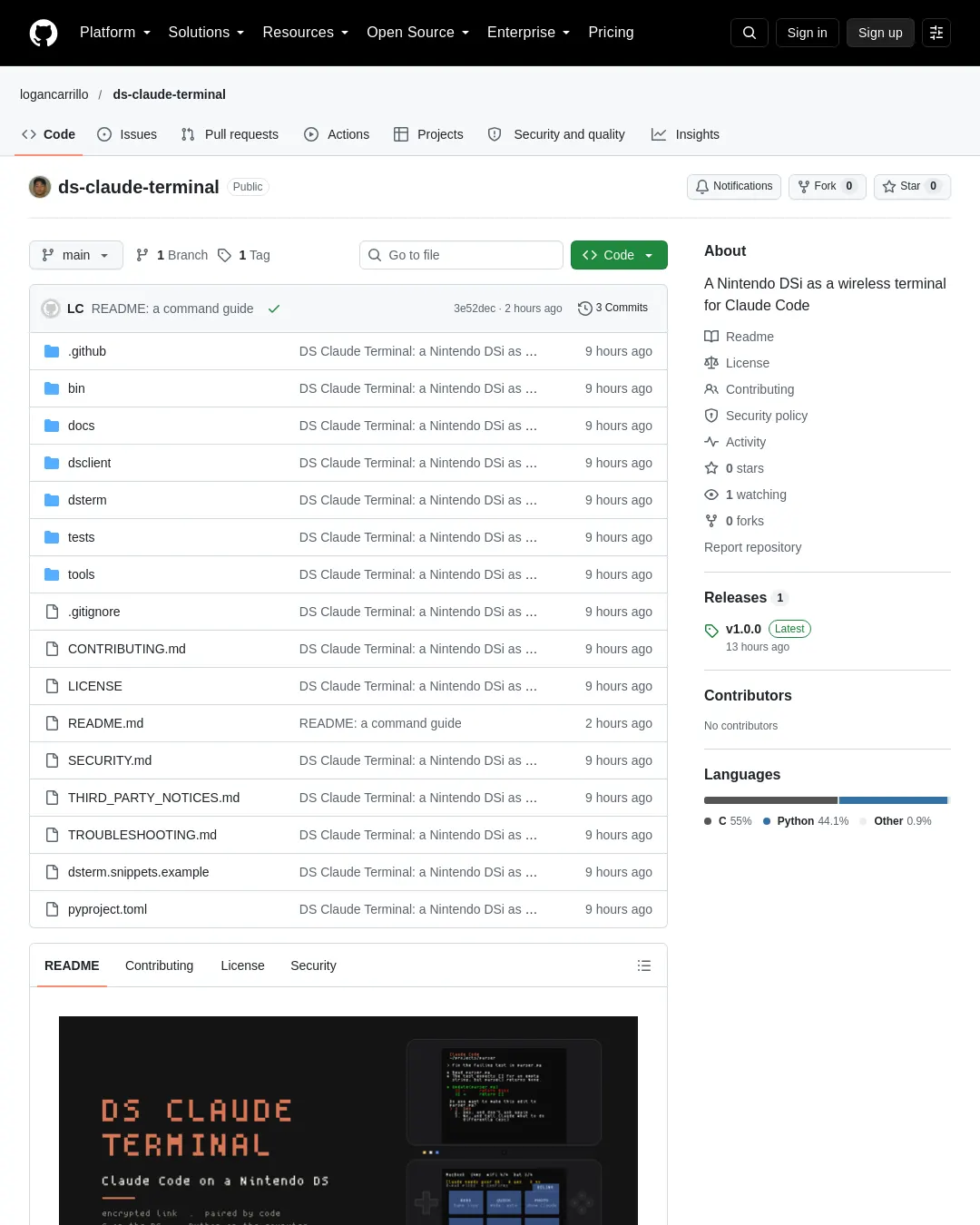 원문 캡처 · github.com