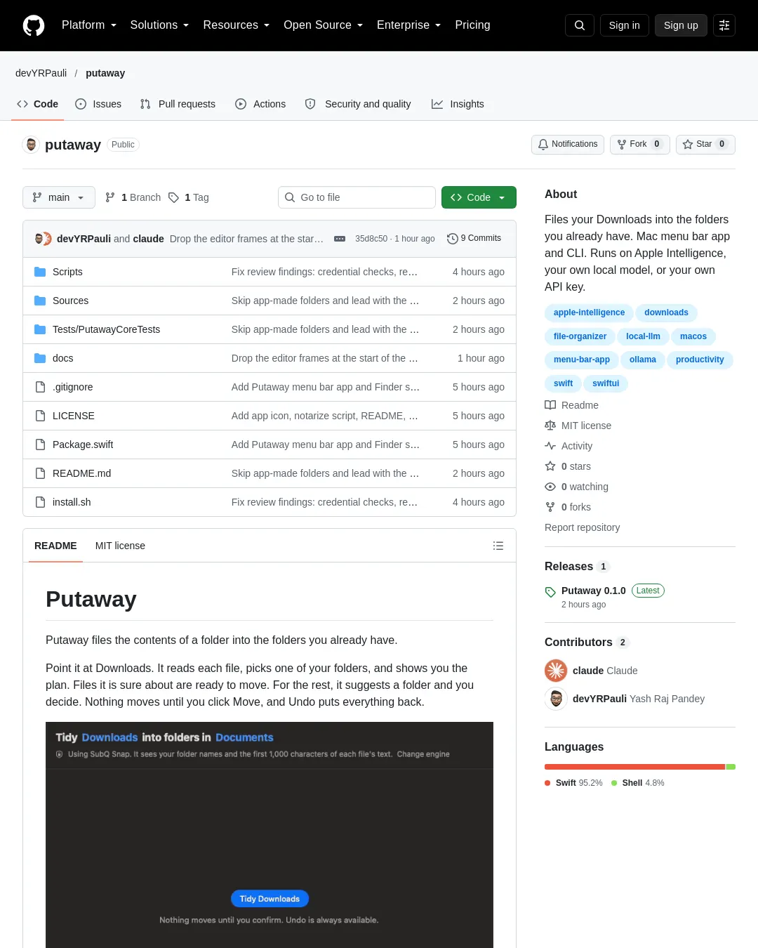 원문 캡처 · github.com