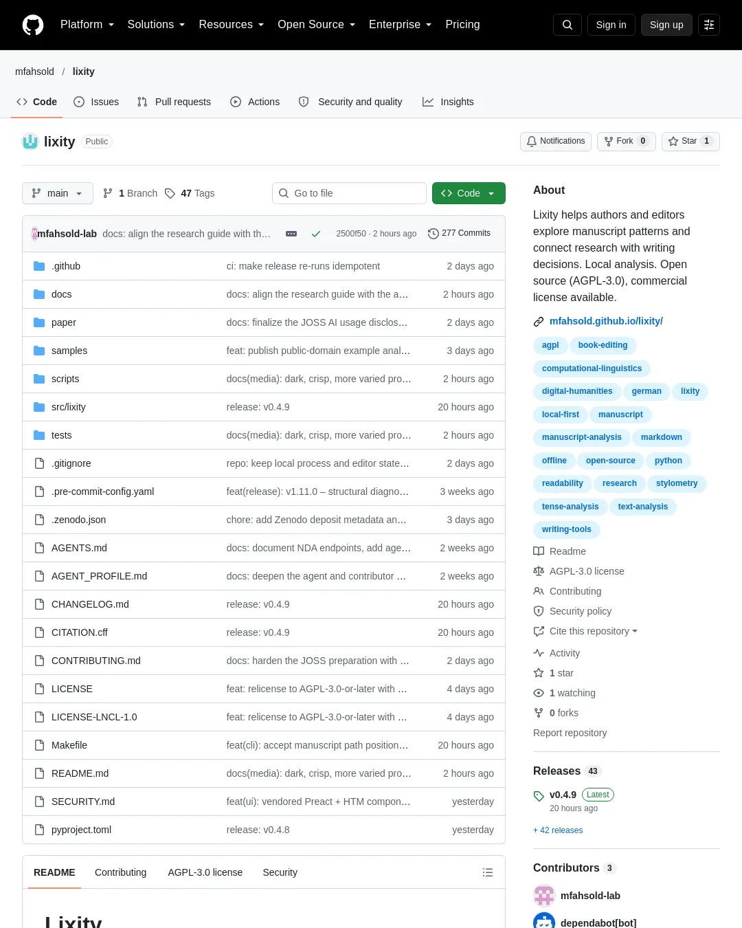 원문 캡처 · github.com