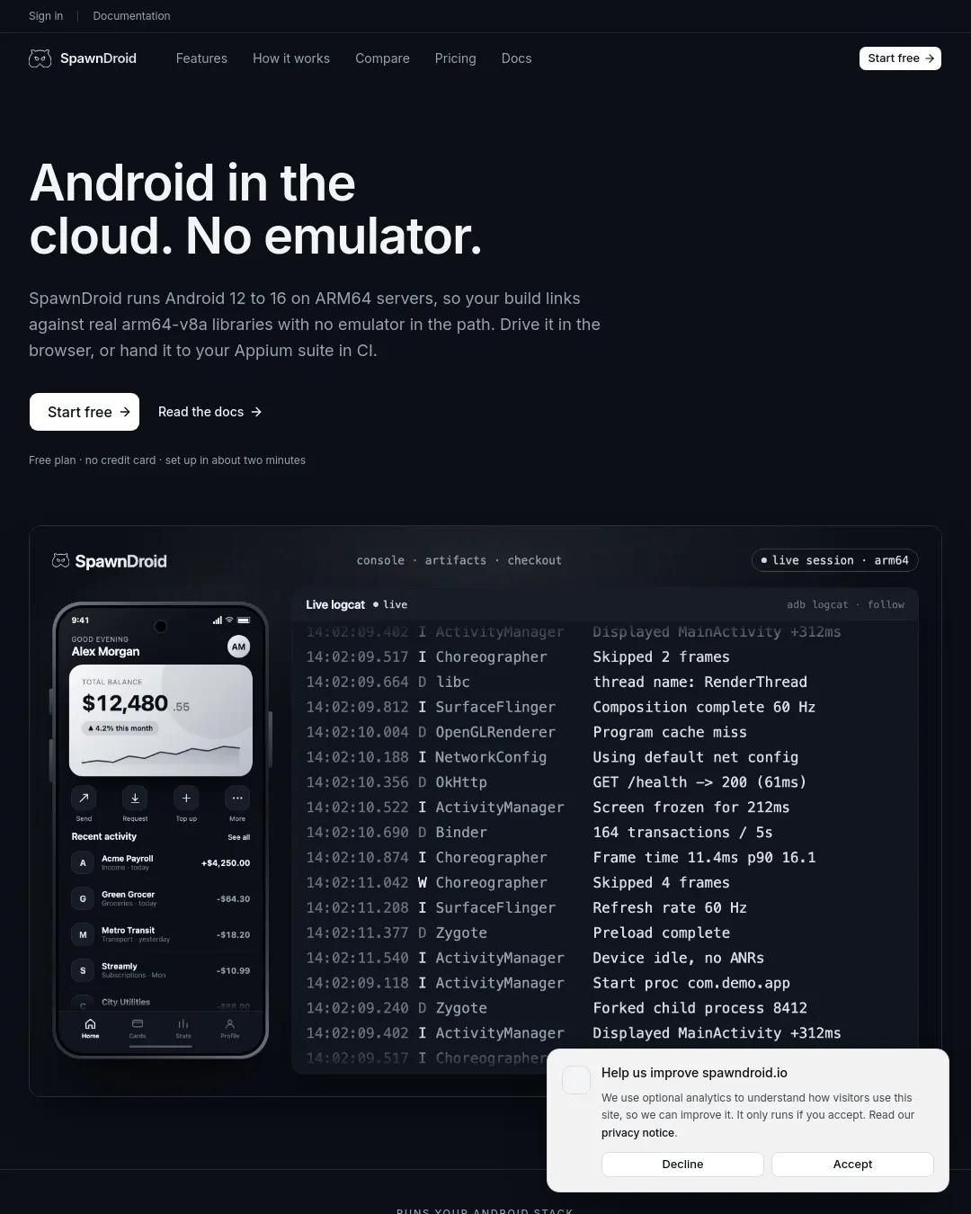 원문 캡처 · spawndroid.io