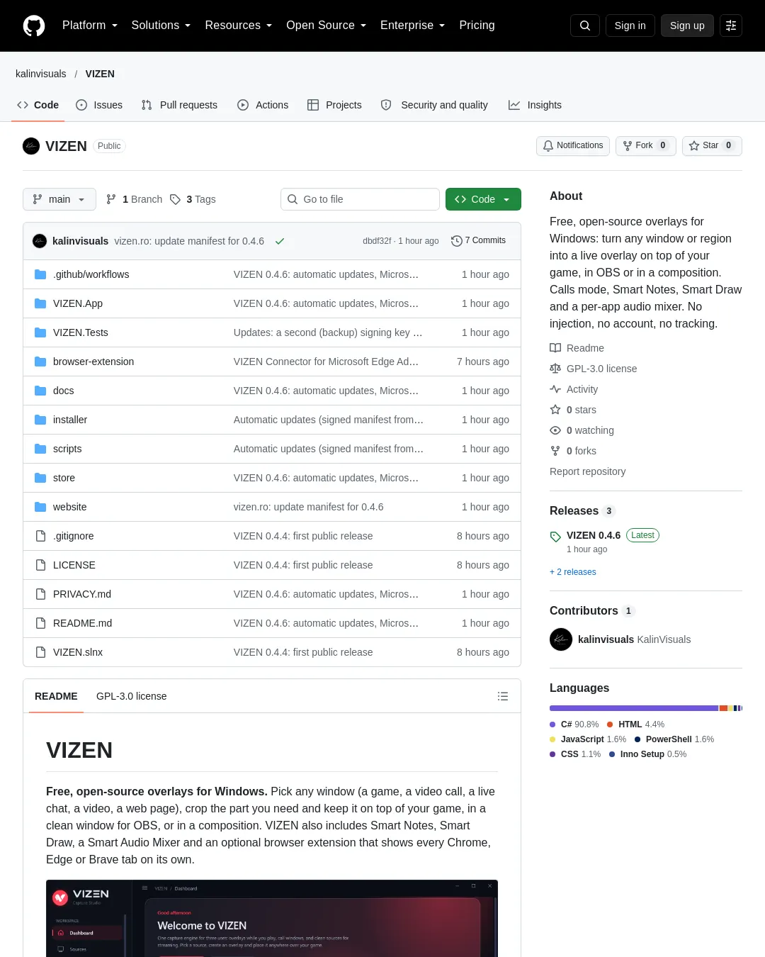 원문 캡처 · github.com