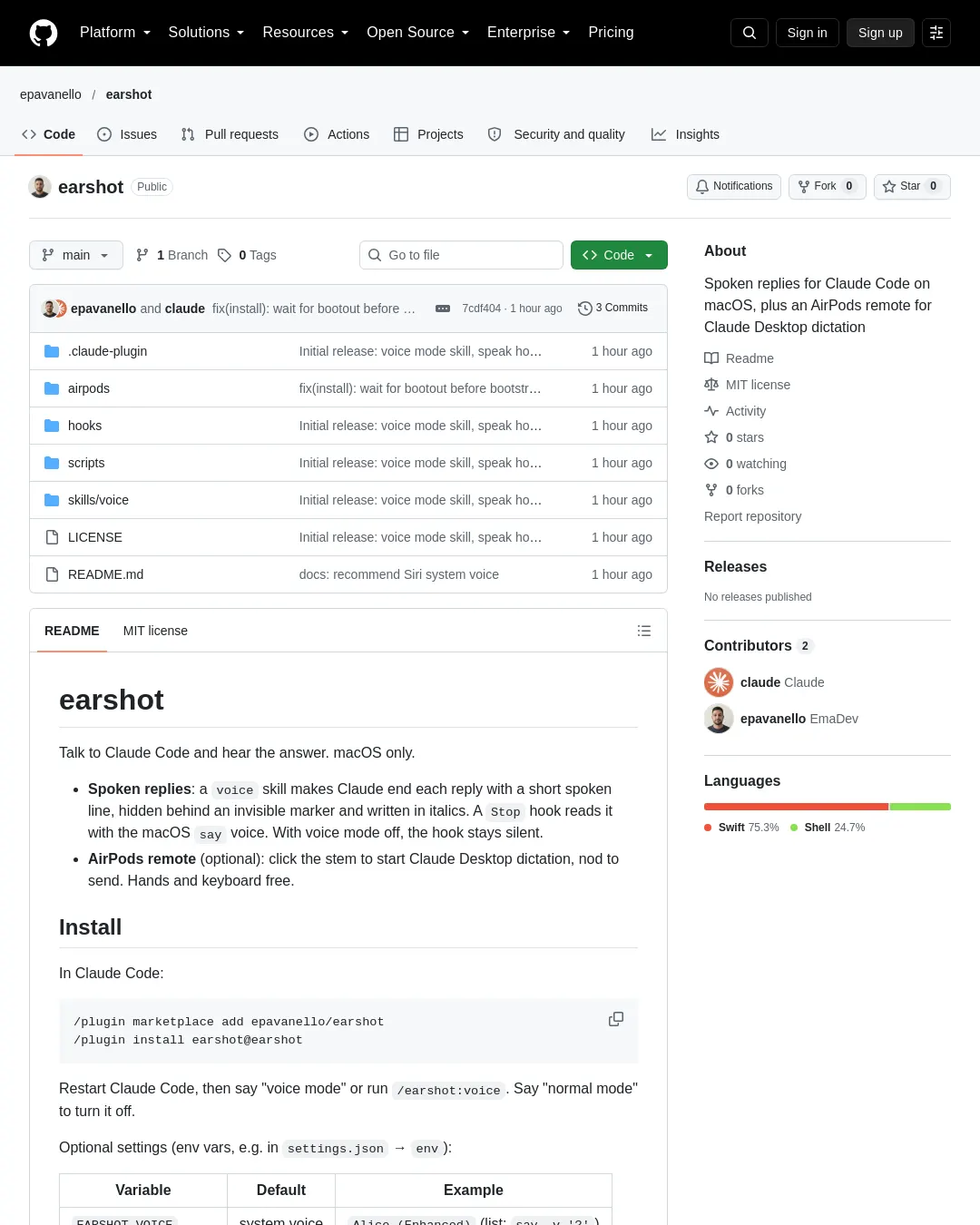 원문 캡처 · github.com