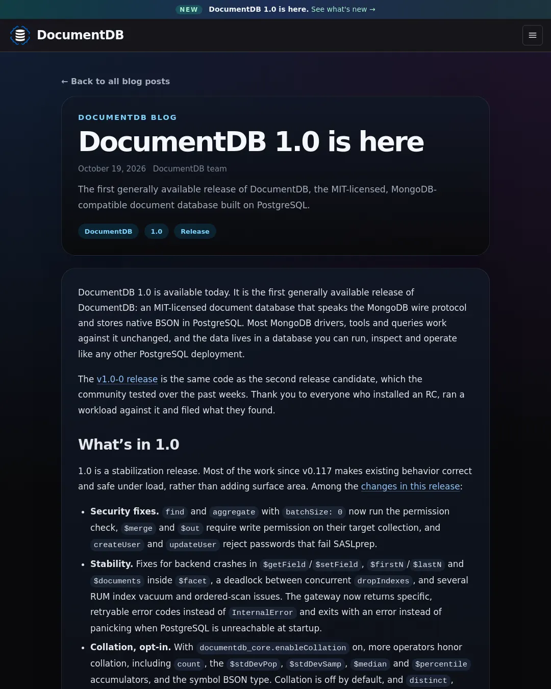 원문 캡처 · documentdb.io