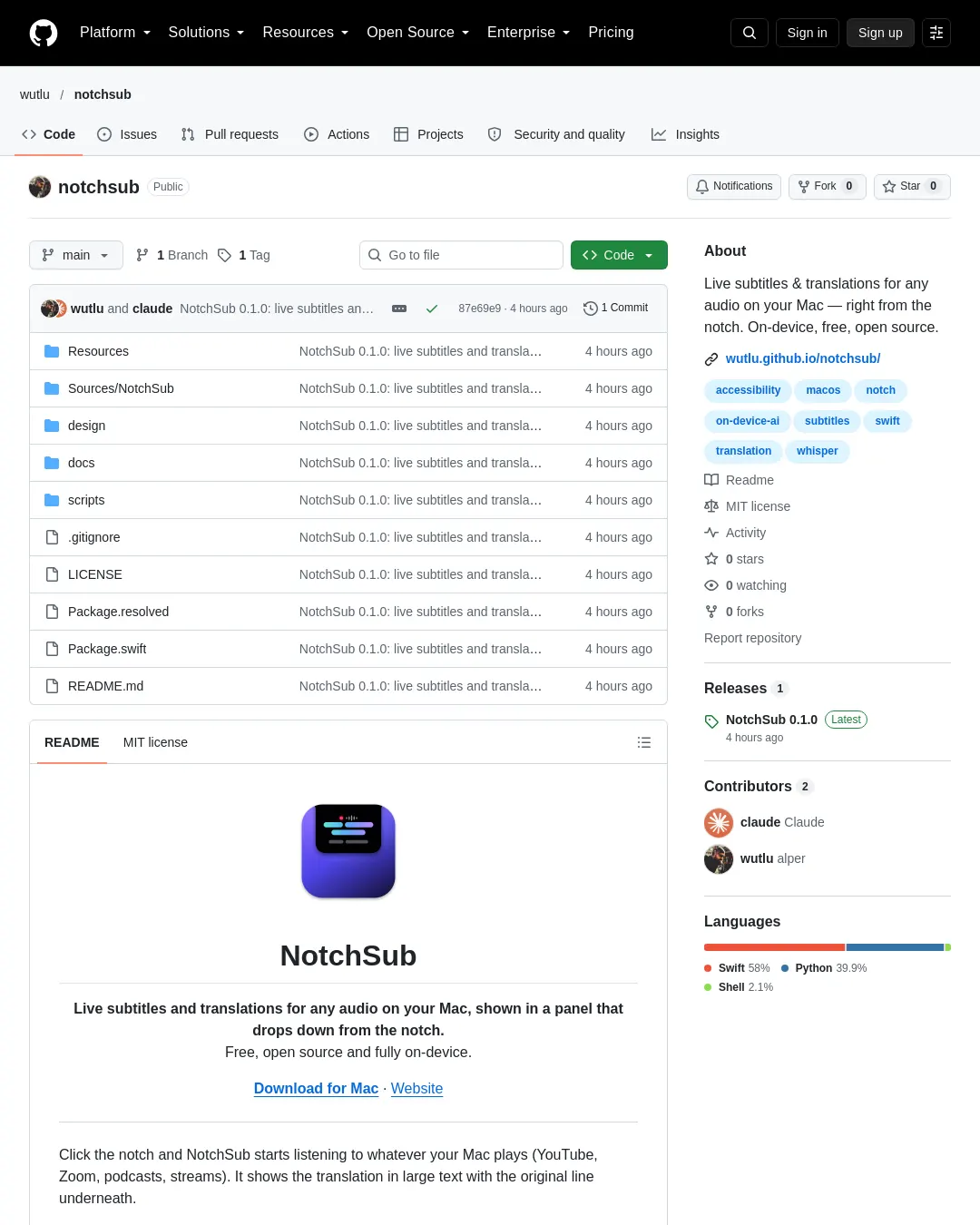원문 캡처 · github.com