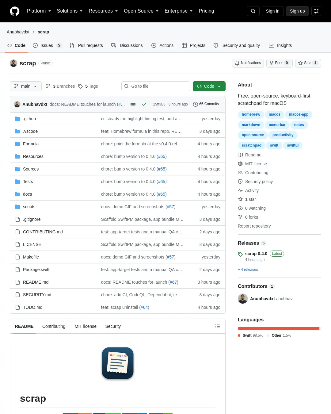 원문 캡처 · github.com