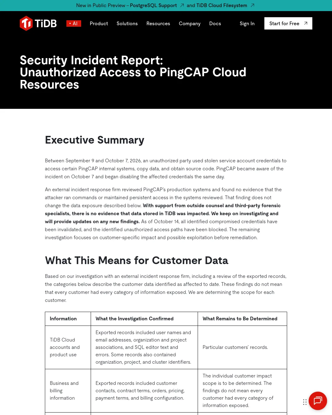 원문 캡처 · pingcap.com