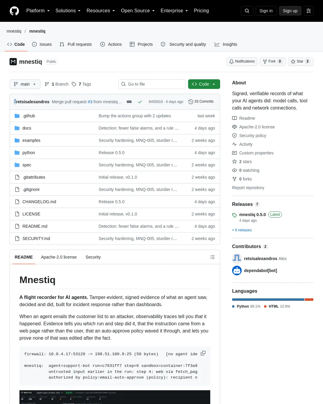 원문 캡처 · github.com