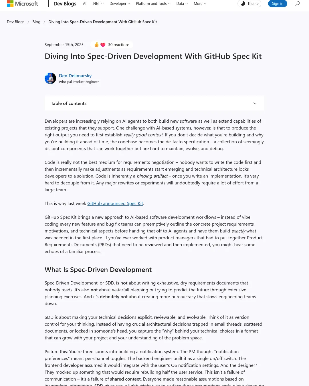 원문 캡처 · developer.microsoft.com