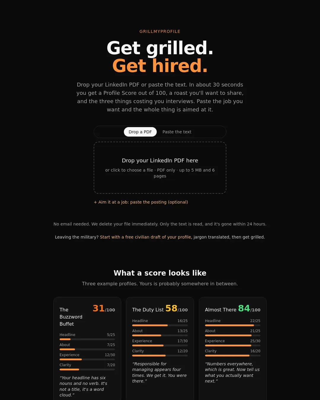 원문 캡처 · grillmyprofile.com