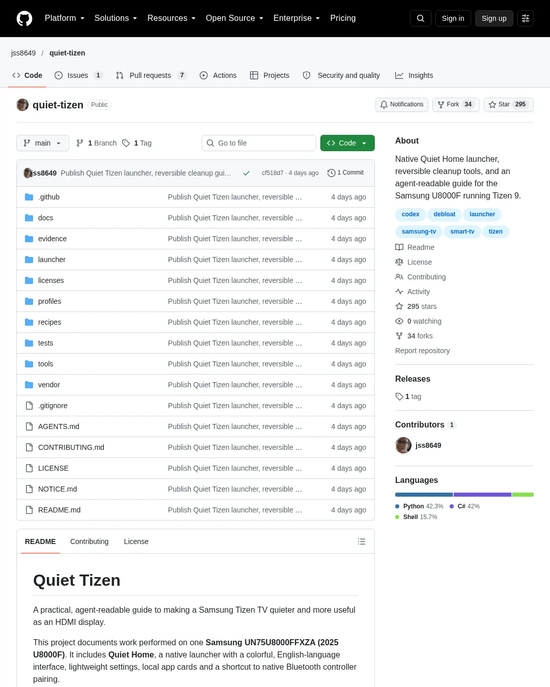 원문 캡처 · github.com