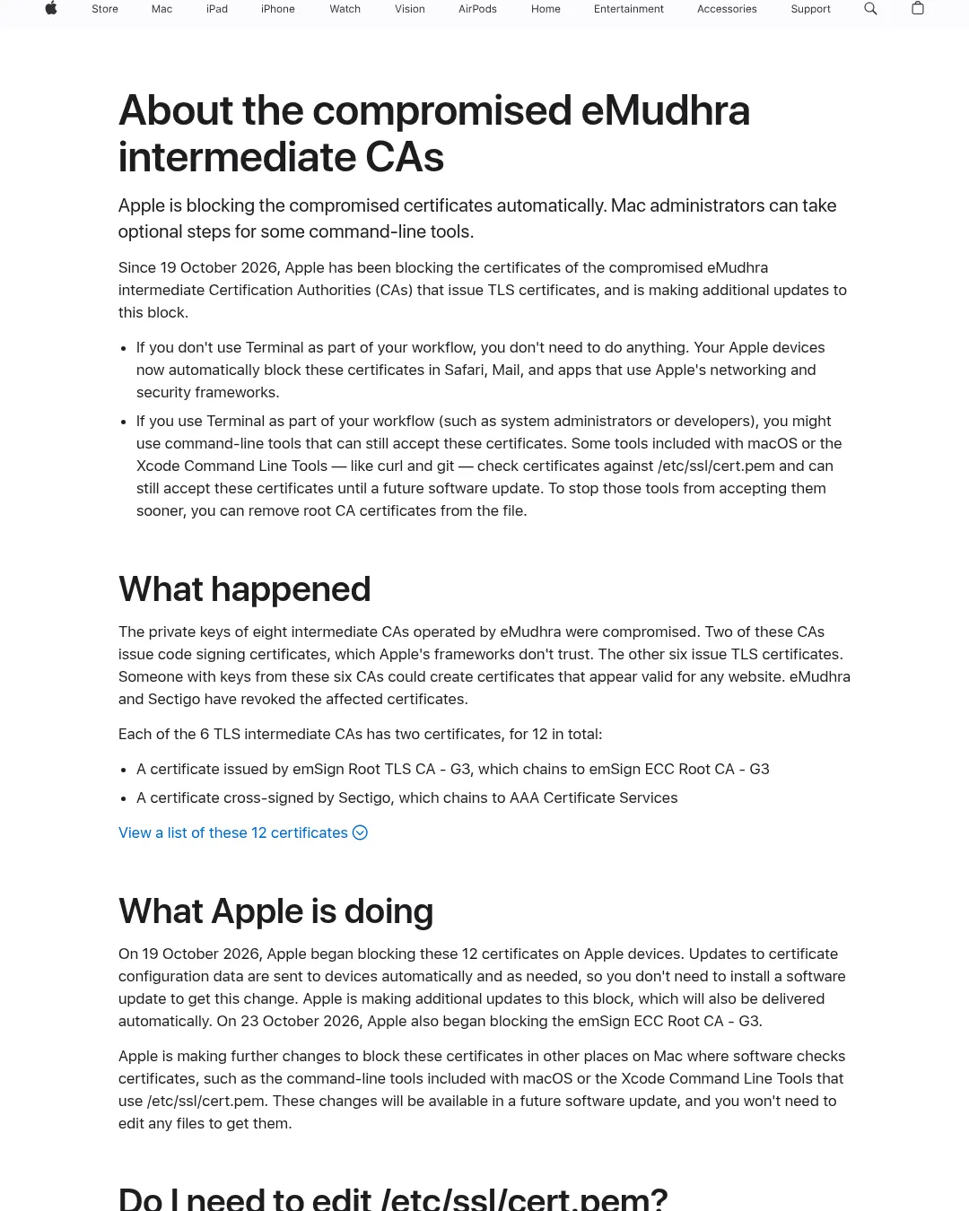 원문 캡처 · support.apple.com
