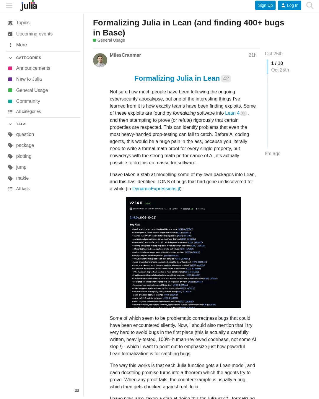 원문 캡처 · discourse.julialang.org