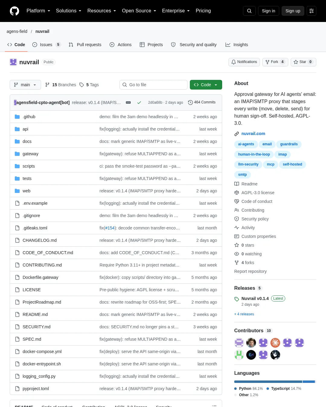 원문 캡처 · github.com