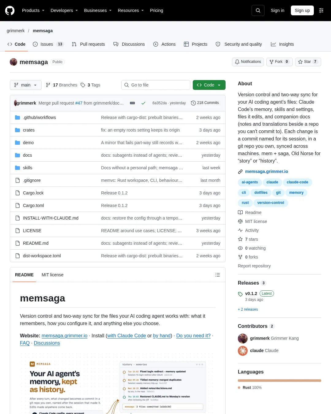 원문 캡처 · github.com