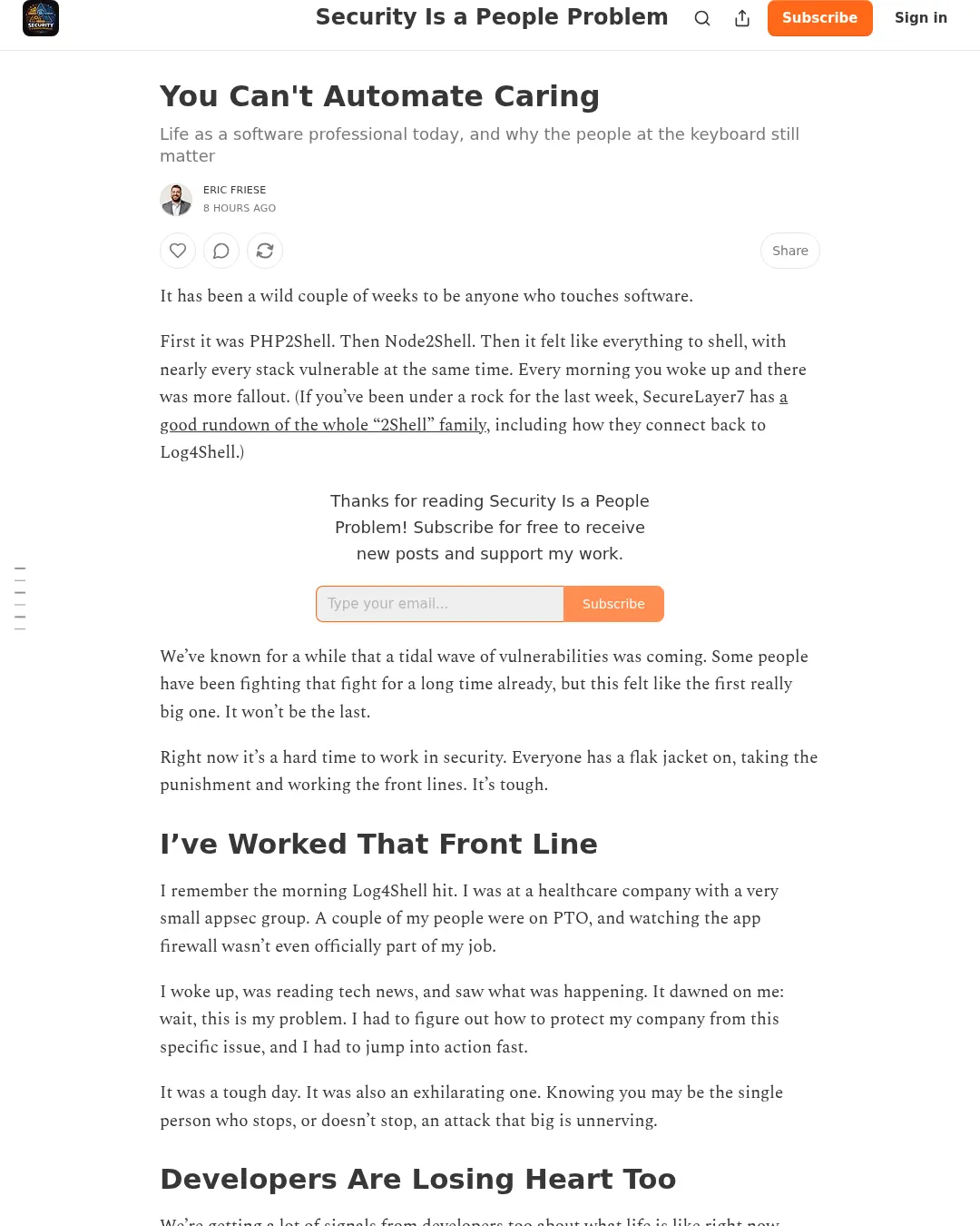 원문 캡처 · ericfriese.substack.com