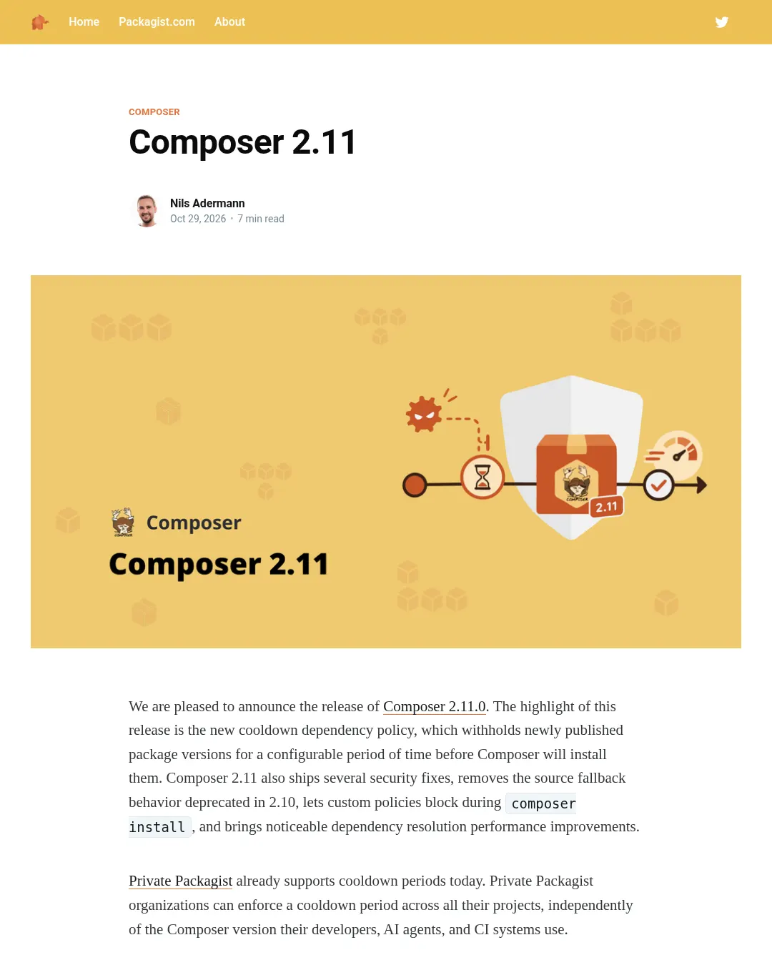 원문 캡처 · blog.packagist.com