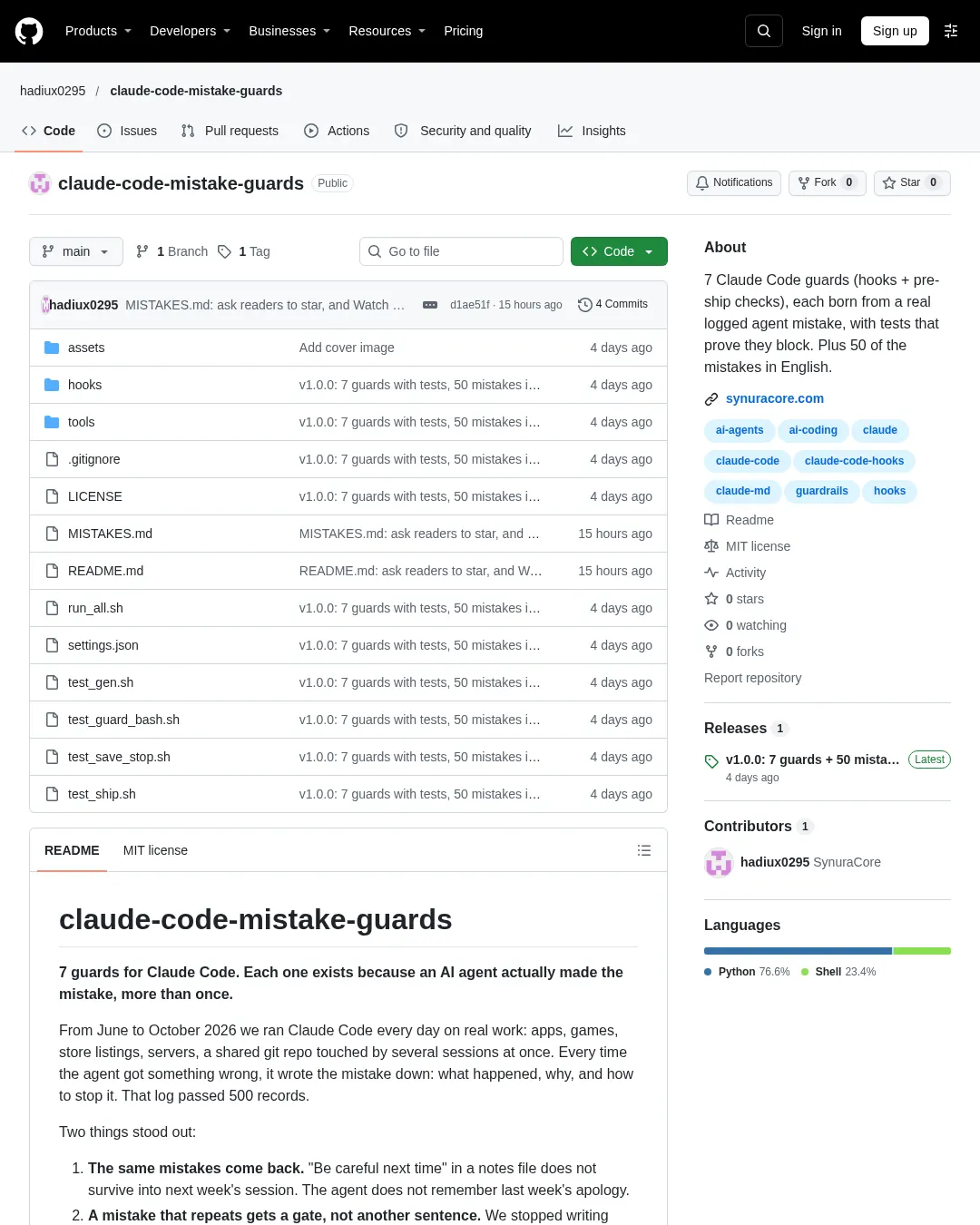 원문 캡처 · github.com